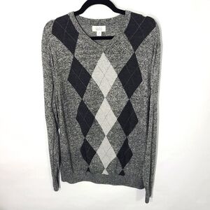 Croft & Barrow Men's Size XL Sweater Gray‎ and Black V-neck Comfycore Preppy